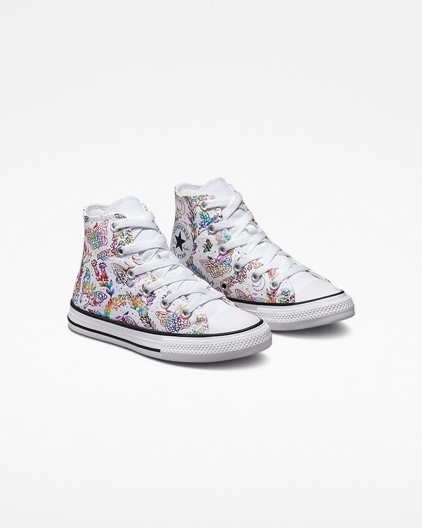 Tenisi Inalti Fete Converse Chuck Taylor All Star Butterfly Shine Albi Roz Violet Albastri | RO KWTIN584